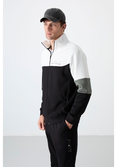 Tommy Life Siyah Dik Yaka Renk Geçişli İçi Polarlı Erkek Eşofman Takımı - 85186 Siyah