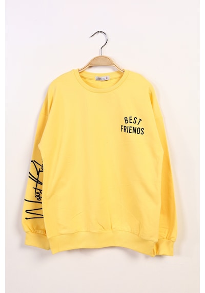 Toontoy Kız Çocuk Best Frıends Baskılı Sweatshirt Kırmızı