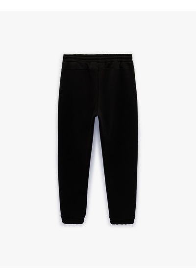 Koton Beli Bağcıklı Fermuarlı Cepli Şardonlu Jogger Eşofman Altı Siyah 6wam40057mk Siyah