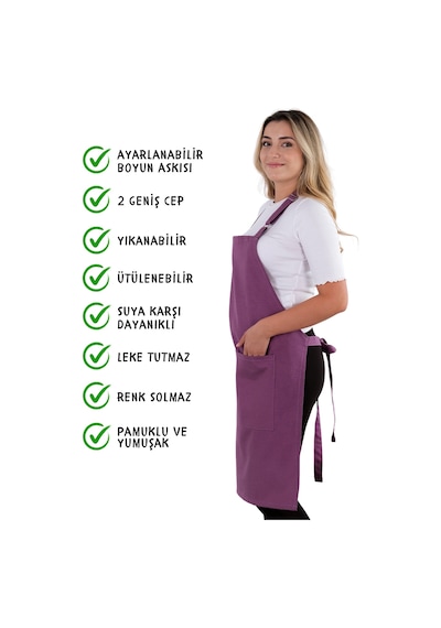 Sevilya Simple Ayar Askılı Mutfak Önlüğü Mor