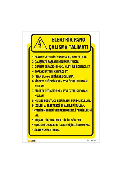 ELEKTRİK PANO ÇALIŞMA TALİMATI TLM 046