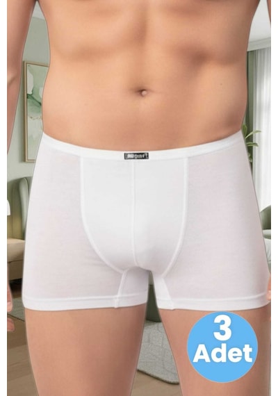 Uniquetrenders Erkek Pamuklu 3'lü Modal Boxer Beyaz