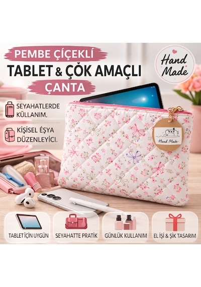 Tablet Çantası Çok Amaçlı Seyahat Çantası Kumaş El İşi Çanta Tablet Kılıfı