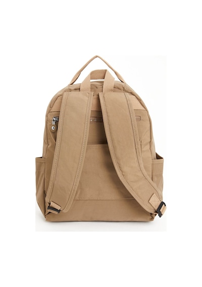 Sanmorris Unisex Suya Dayanıklı Krinkıl Kumaş Çok Gözlü Bej Laptop Okul Ve Sırt Çantası Bej