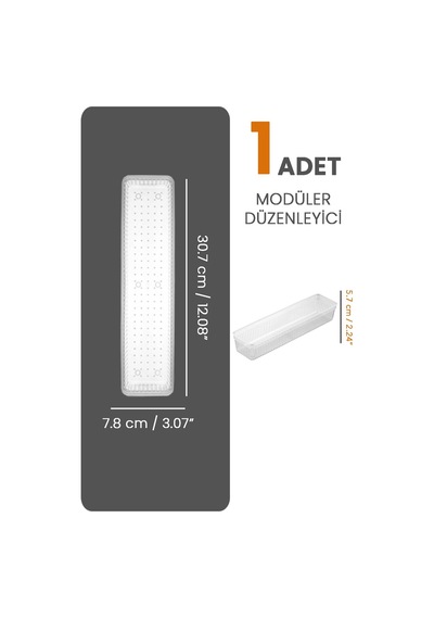 Modüler Çekmece İçi Düzenleyici - Banyo Makyaj Takı Organizer Ofis Düzenleyici 30,7 X 7,8 Cm Şeffaf