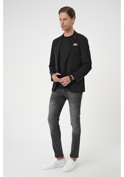 Efor Regular Kalıp Mono Yaka Torba Cep Casual Siyah Ceket C 709 Siyah