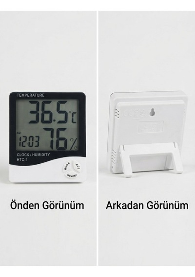 Dijital Saatli Oda Termometresi Ve Nem Ölçer Higrometre Isı Ölçer 3'ü 1 Arada