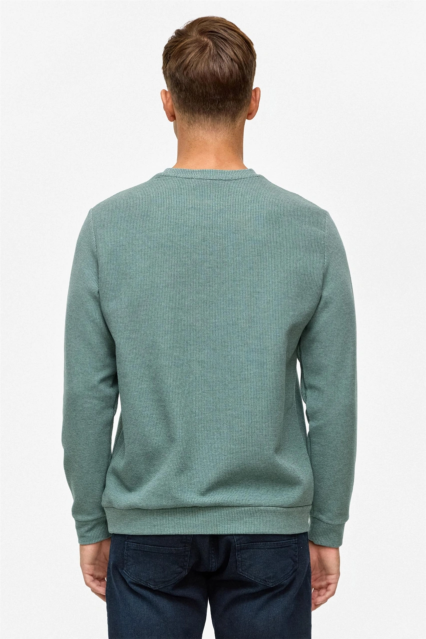 Süvari Haki Regular Düz Bisiklet Yaka Sweatshirt-38791 Haki