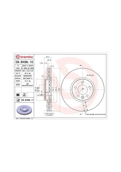 Vw Passat B7 Fren Diski On 2011-2014 Brembo 09b49810 2adettir