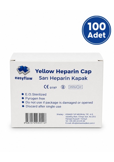Sarı Heparin Kapağı Steril 100'lü Paket
