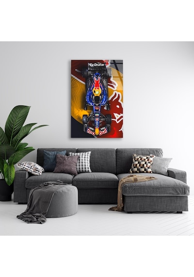 Red Bull F1 Yarış Arabası Cam Tablo Motorsport Duvar Dekoru 80x