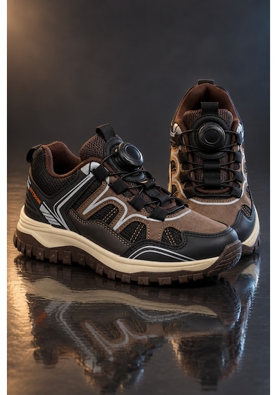 Muggo Trekon Bağcık Ayar Mekanizmalı Kalın Taban Unisex Çocuk Günlük Outdoor Trekking Bot Kahverengi
