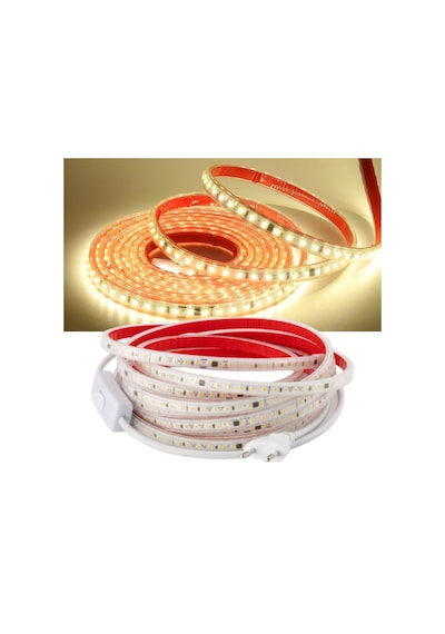 Şerit Led Gün Işığı 220v Yüksek Parlaklık 120 Led/m Tak Çalıştır Fişli Anahtarlı Silikonlu İç/dış M 5 Metre