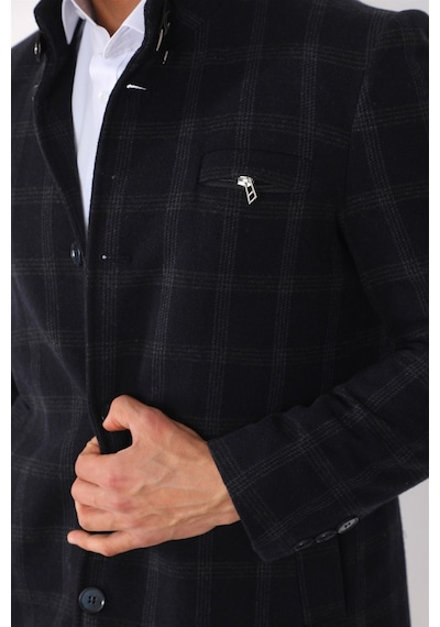 Plt8367 Dewberry Erkek Palto-Desenli Lacivert-Desenli Lacivert