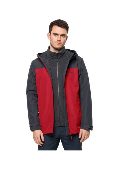 Jack Wolfskin Taubenberg 3IN1 Erkek Su Geçirmez Outdoor Mont Kırm