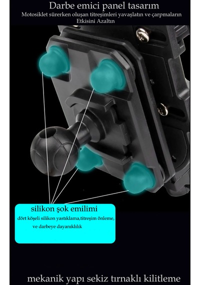 Gidon Ve Ayna Bağlantılı Darbeye Dayanıklı Titreşim Önleyici Moto Siyah