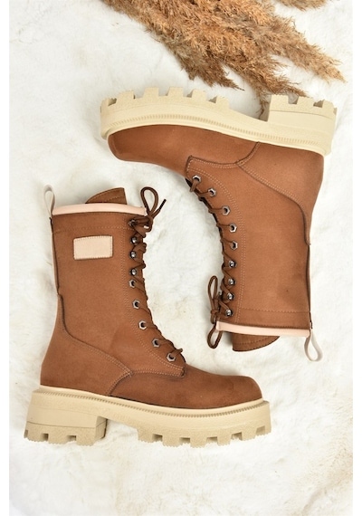 Fox Shoes Taba Kalın Taban Bağcıklı Kadın Postal Bot L973916002
