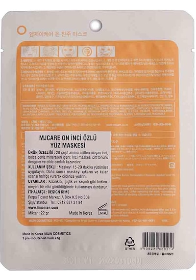 Mjcare On Pearl Mask - İnci Özlü Yüz Maskesi