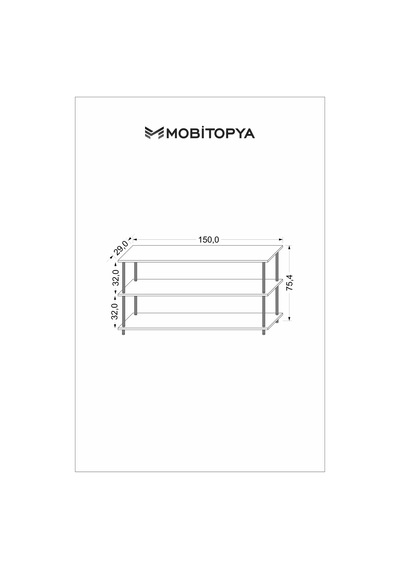 Çevir Kur 150 Cm Beyaz Raflı Tv Sehpası, Tv Ünitesi 150 75 29 Cm Beyaz