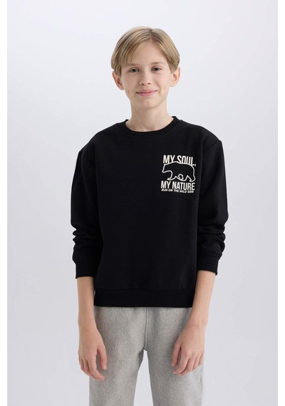 DeFacto Erkek Çocuk Bisiklet Yaka Sırt Baskılı İçi Yumuşak Tüylü Sweatshirt D6227A824CWBK81 DeFacto Erkek Çocuk Bisiklet Yaka Sırt Baskılı İçi Yumuşak Tüylü Sweatshirt D6227A824CWBK81