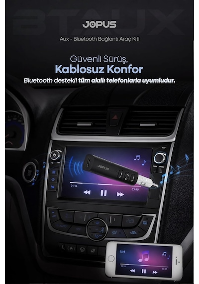 Bluetooth Aux Araç Kiti Bluetooth 5.0 Hd Ses Kalitesi Kesintisiz Bağlantı, Jps-araç-kiti