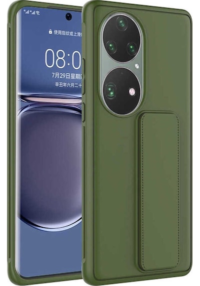 Huawei P50 Pro Kılıf Zore Qstand Kapak Koyu Yeşil