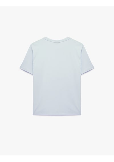 Koton Regular Fit Kısa Kollu Bisiklet Yaka Basic Pamuklu Tişört Mavi 6sam10005mk
