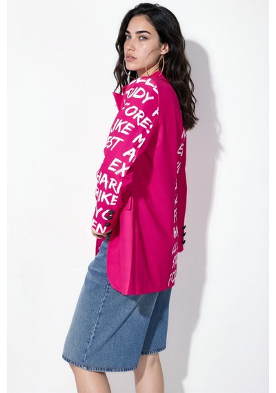 Hiccup Msn Oversize Krep Blazer Ceket Parlak Pembe