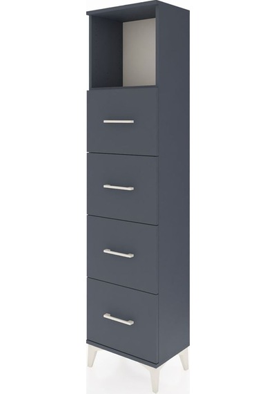 Arges Dolap Tek Raflı 4 Çekmeceli 44x30x182 Antrasit-antrasit Antrasit