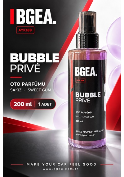 Bgea Bubble Privé Sakız Kokulu Oto Parfümü Sweet Gum Sprey 200 Ml