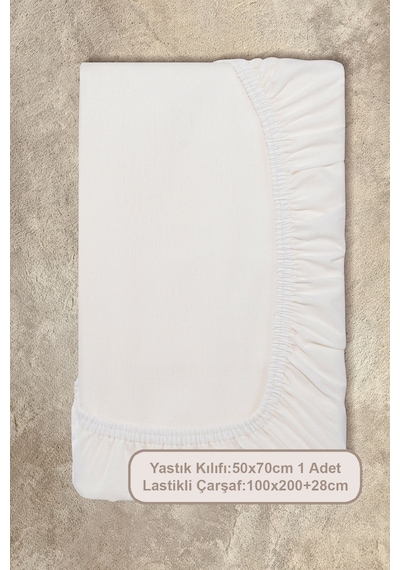 Elart Basic Lastikli Çarşaf Seti Tek Kişilik 100x200+28 Krem