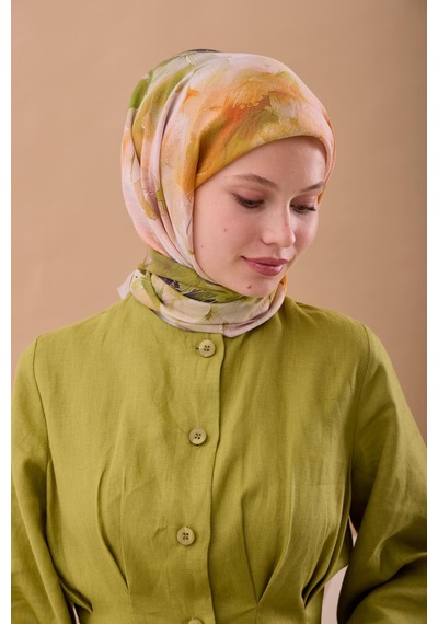 Silk Home Olinda İpek Eşarp 47004-05 Gri, Turuncu, Sarı, Yeşil