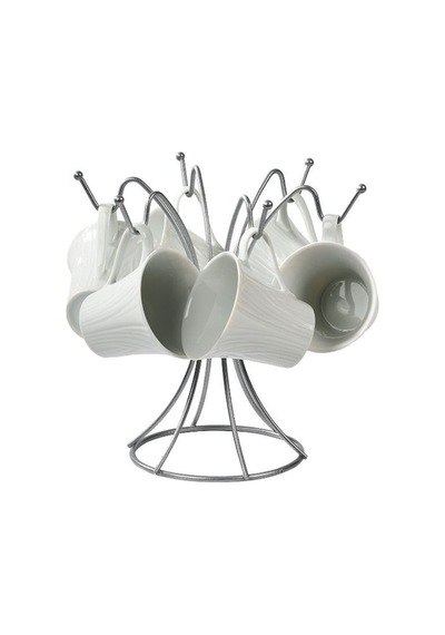 Edora Home 2'li Gümüş Mutfak Organizer Seti, Misketli Kağıt Havluluk Ve 6 Kancalı Bardaklık - Metal Paslanmaz