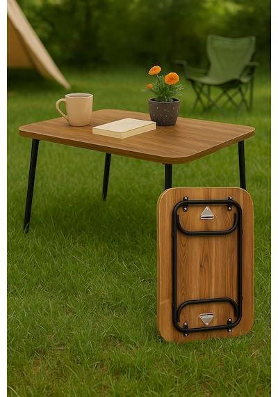 Katlanabilir Kamp Masası Piknik Masası 50x80 - Çam Atlantik Çam
