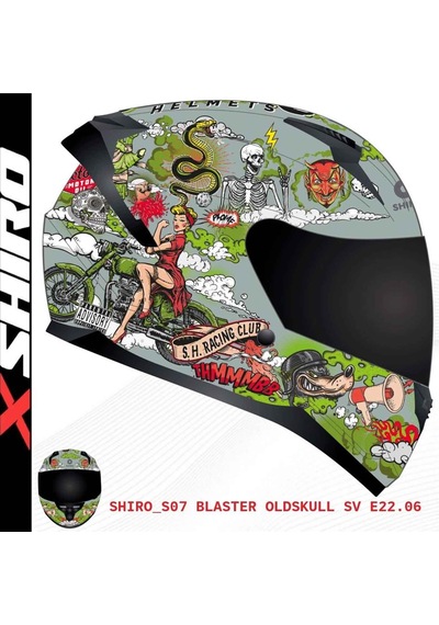 Shiro Shadow Skull Candy Kapalı Kask Çok Renkli