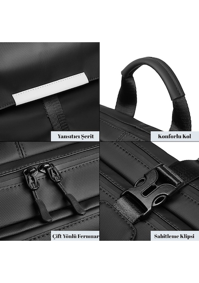 Su Geçirmez Seyahat Sırt Çantası - Yalıtımlı Çanta Ve Islak Eşya Çantası  - 16"inç Laptop Bölmeli Siyah