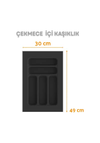 Çekmece İçi Kaşıklık Ve Kepçelik Düzenleyici Antrasit 30x49 Cm 23,5x40 Cm Kadar Kesilebilir Antrasit