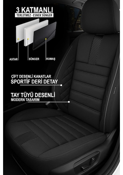 Oniks Oto Koltuk Kılıfı- Toyota Corolla-auris-yaris Uyumlu Siyah