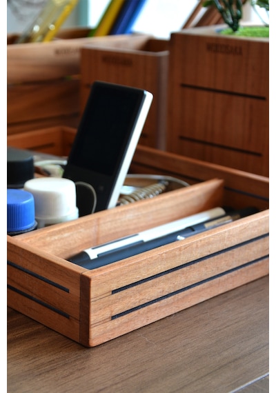 Woodsaka 3line Sade Organizer & Aksesuar Kutusu - Kiraz Ağacından