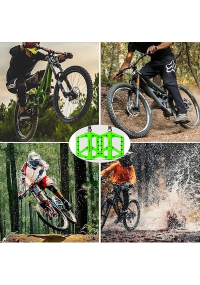 Promend Renkli Platform Pedal Mtb Freeride Kaymaz Rulmanlı Plastik Pedal Ultra Hafif Gri Renk