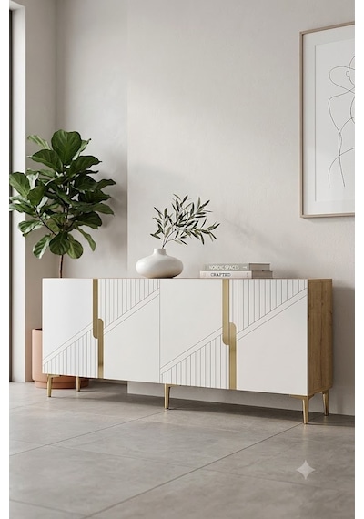 Ka1528dbg Evva Konsol Ve Tv Sehpası Safirmeşe-beyaz-gold 150cm