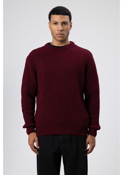 Vamos Bisiklet Yaka Oversize Triko Kazak V60-10 Bordo