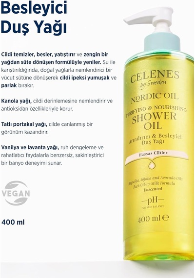 Celenes By Sweden Nordic Oil Duş Yağı Hassas Ciltler İçin Besleyici Ve Nemlendirici Diğer