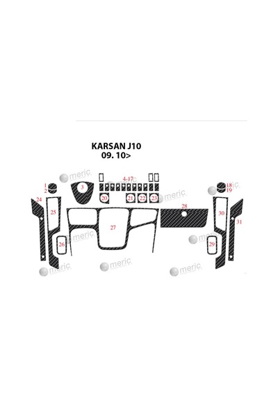 Peugeot Karsan J10 Torpido Kaplama 2010 31 Parça Karbon