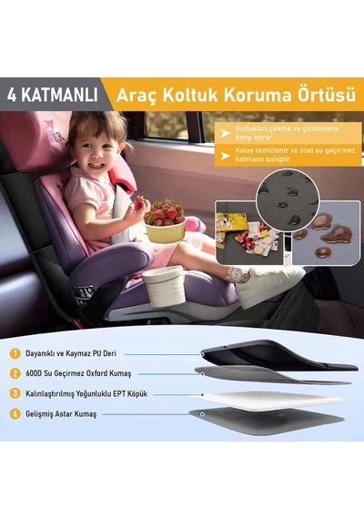Haegs Oto Koltuk Koruyucu Kılıf, Çocuk Oto Koltuğu İçin Koruyucu Örtü, Kalın Pedli Araba Araç Koltuk Minderi Su Geçirmez Evcil Hayvan, Kedi Köpek Araç