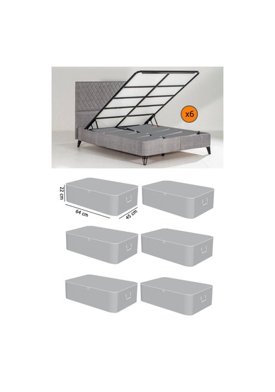 6 Adet -çekyat Baza Tipi Hurc - Baza Altı Büyük Boy Saklama Hurcu 65 X 45 X 22 Cm Ekicihome0005-6 Po Diğer