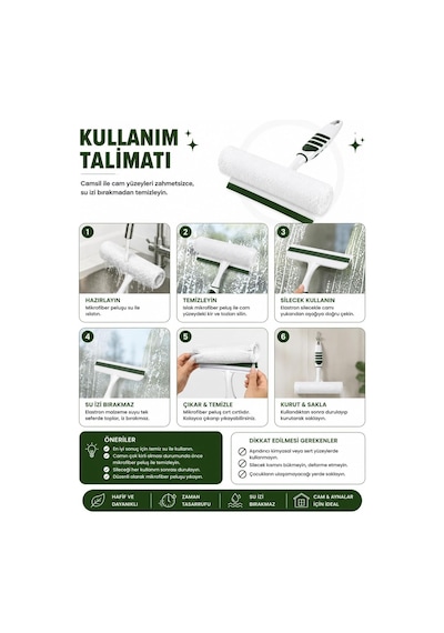 Tr Pratik Kolay Mikrofiber Peluşlu Camsil 2'si 1 Arada Mikrofiber Peluşlu Cam Sileceği İz Bırakmayan Elastrom S Genel