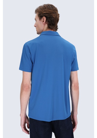 Hatemoğlu İndigo Regular Fit Apaş Yaka Tişört Indigo