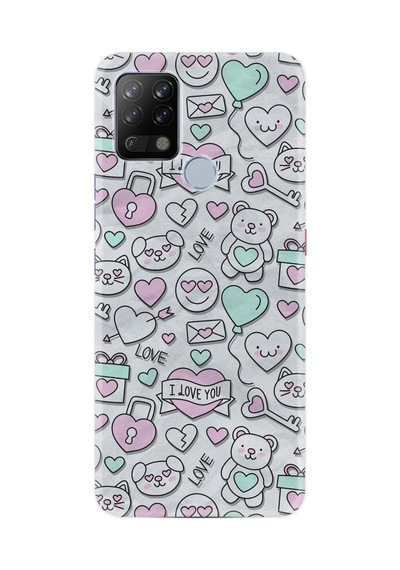 Tecno Pova Kılıf Resimli Desenli Silikon Platinium Series I Love You 1882