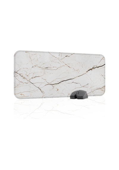 Beyaz Mermer Desenli Oyuncu Gaming Mouse Pad Kauçuk Kaymaz Taban Mousepad V5, 70x30 Xl